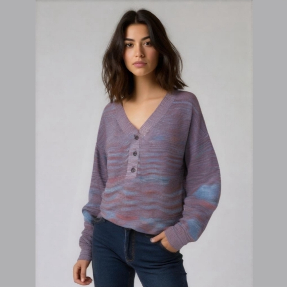 Nwot Free People Button V Neck Knit Sweather